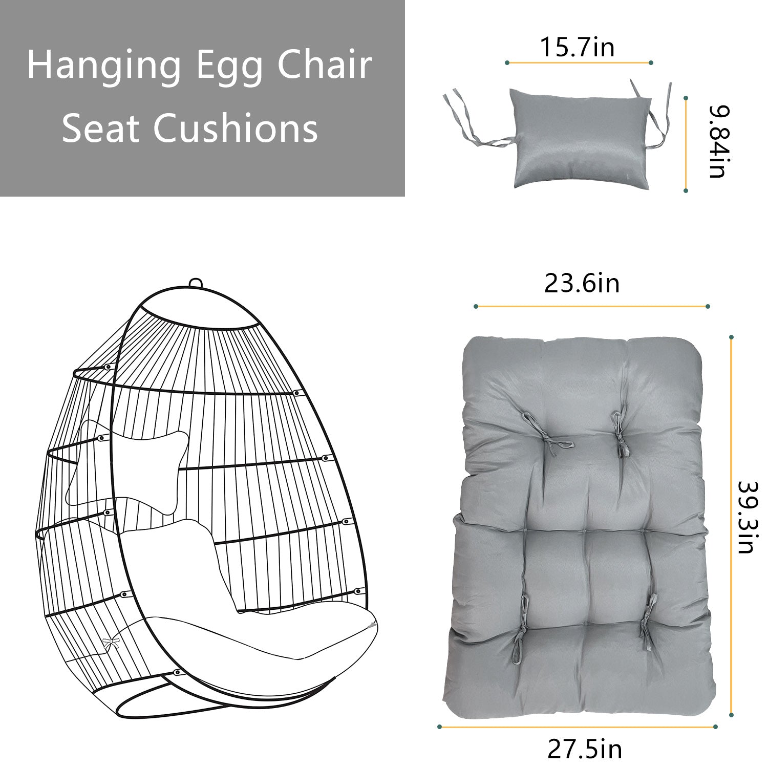 1pc Egg Chair Cushion Replacement, Thicken Hanging Basket Chair Cushions,  New Avocado Green And Dark Blue Hanging Basket Seat Cushion, 8.1 Pound Detac